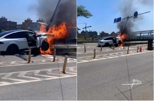 林志颖父子发生车祸，其座驾 Model X 只剩下半个骨架