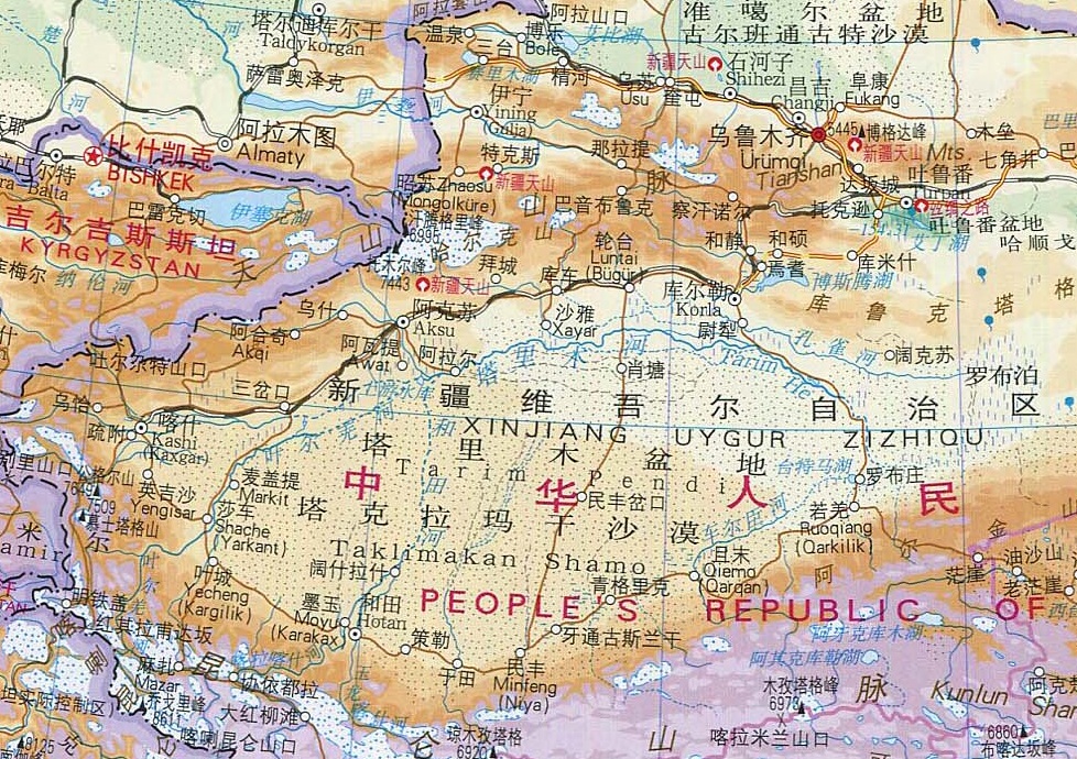 塔克拉玛干沙漠：是我国面积最大的沙漠，也是世界第二大流动沙漠