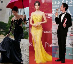 ​一晚两场红毯！杨幂美艳动人，宋佳性感大气，胡歌大鹏获影帝