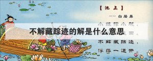 ​不解藏踪迹的解的意思（不解藏踪迹的解什么意思）