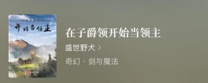 ​领主建设流小说推荐（几本领主种田男主身为领主）