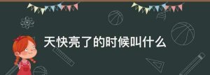 ​天快亮的时候称为什么,天快亮了的时候叫什么时辰