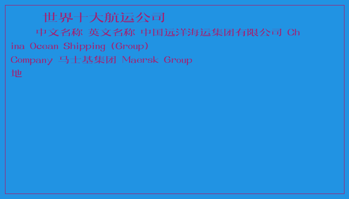 世界十大航运公司